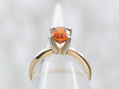 Two Tone Hessonite Garnet Solitaire Ring