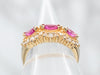 Yellow Gold East West Marquise Cut Ruby Ring with Diamond Accents