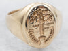 Yellow Gold Science and Art Industry Crest Ring with Tree Depicted