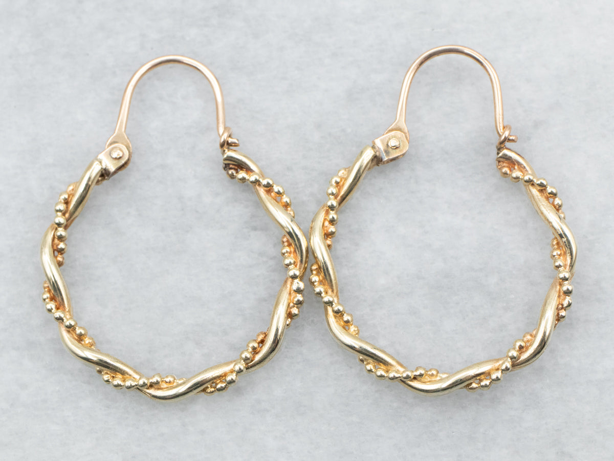 Yellow Gold Twisted Hoop Earrings