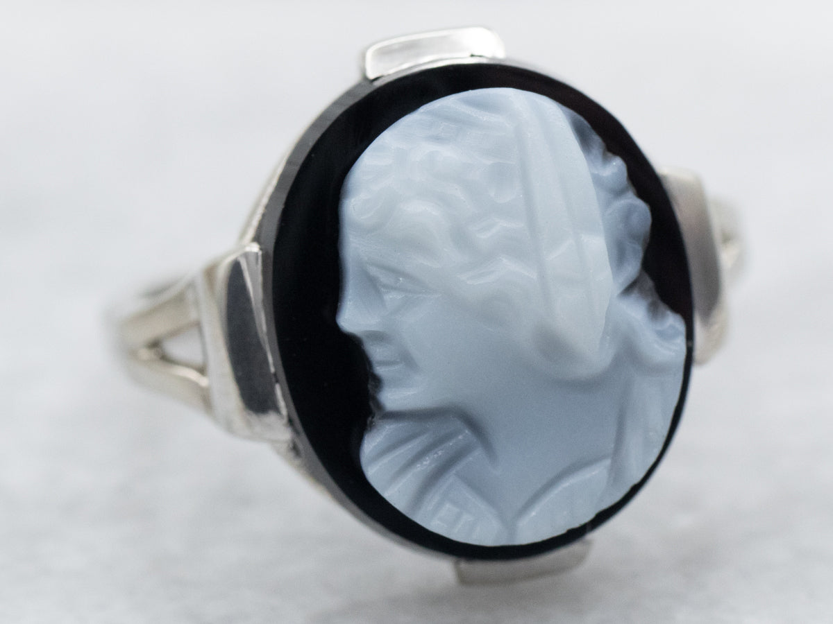 Vintage Black Onyx Cameo Ring
