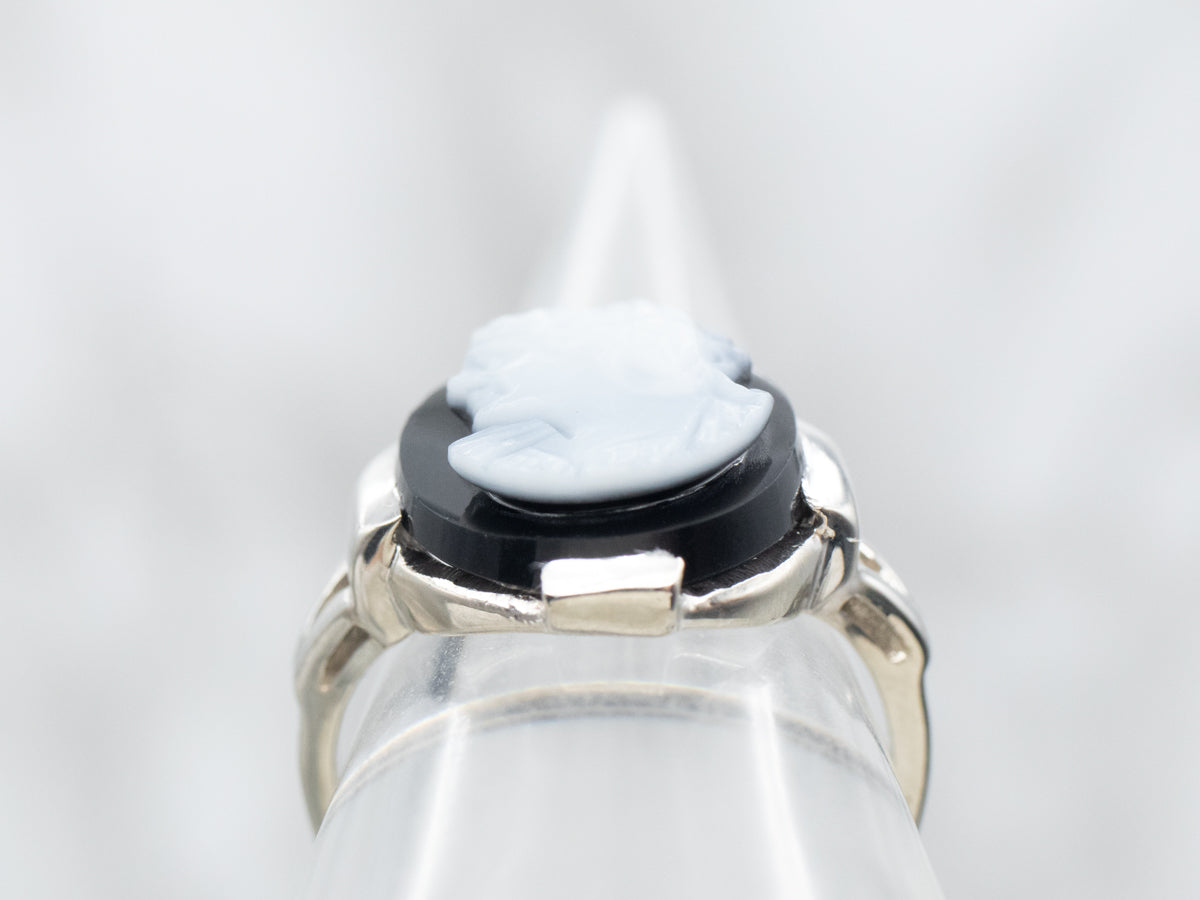 Vintage Black Onyx Cameo Ring