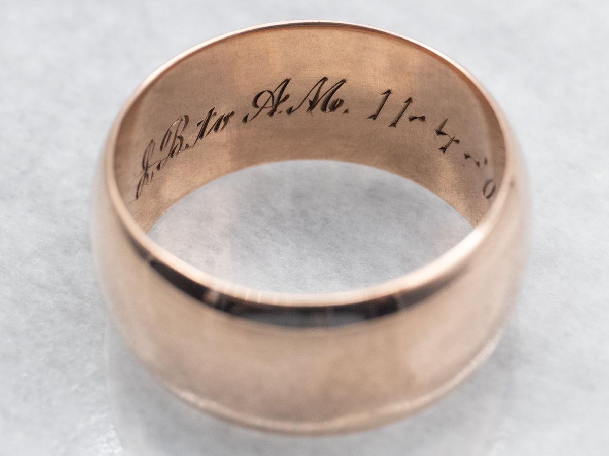 Rose Gold Wide Plain Wedding Band