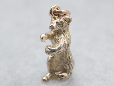 Vintage Gold Standing Bear Charm