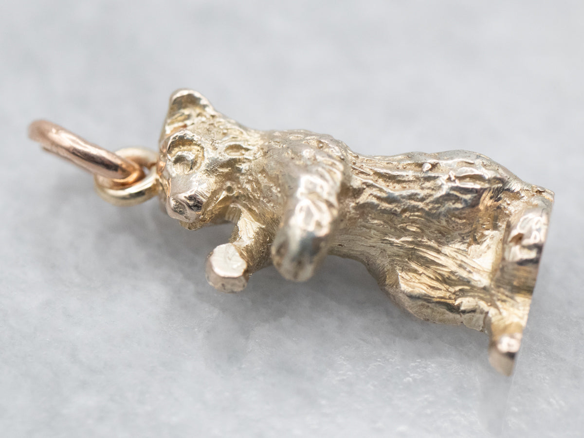 Vintage Gold Standing Bear Charm