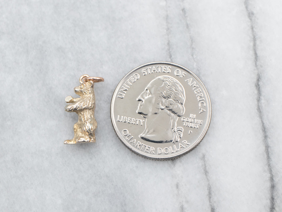 Vintage Gold Standing Bear Charm
