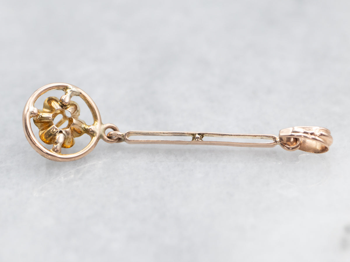 Yellow Gold Black Enamel Diamond Pendant