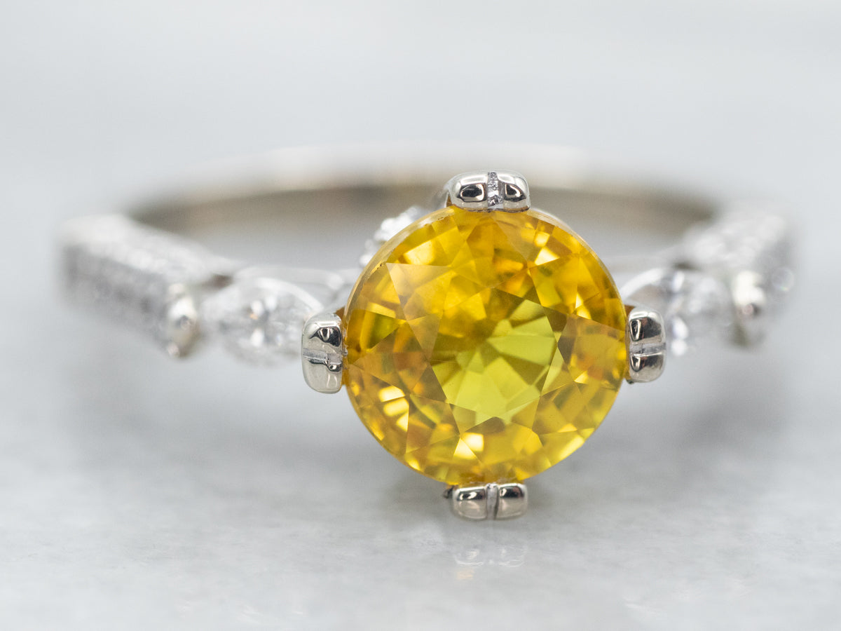 Modern Yellow Sapphire and Diamond Engagement Ring