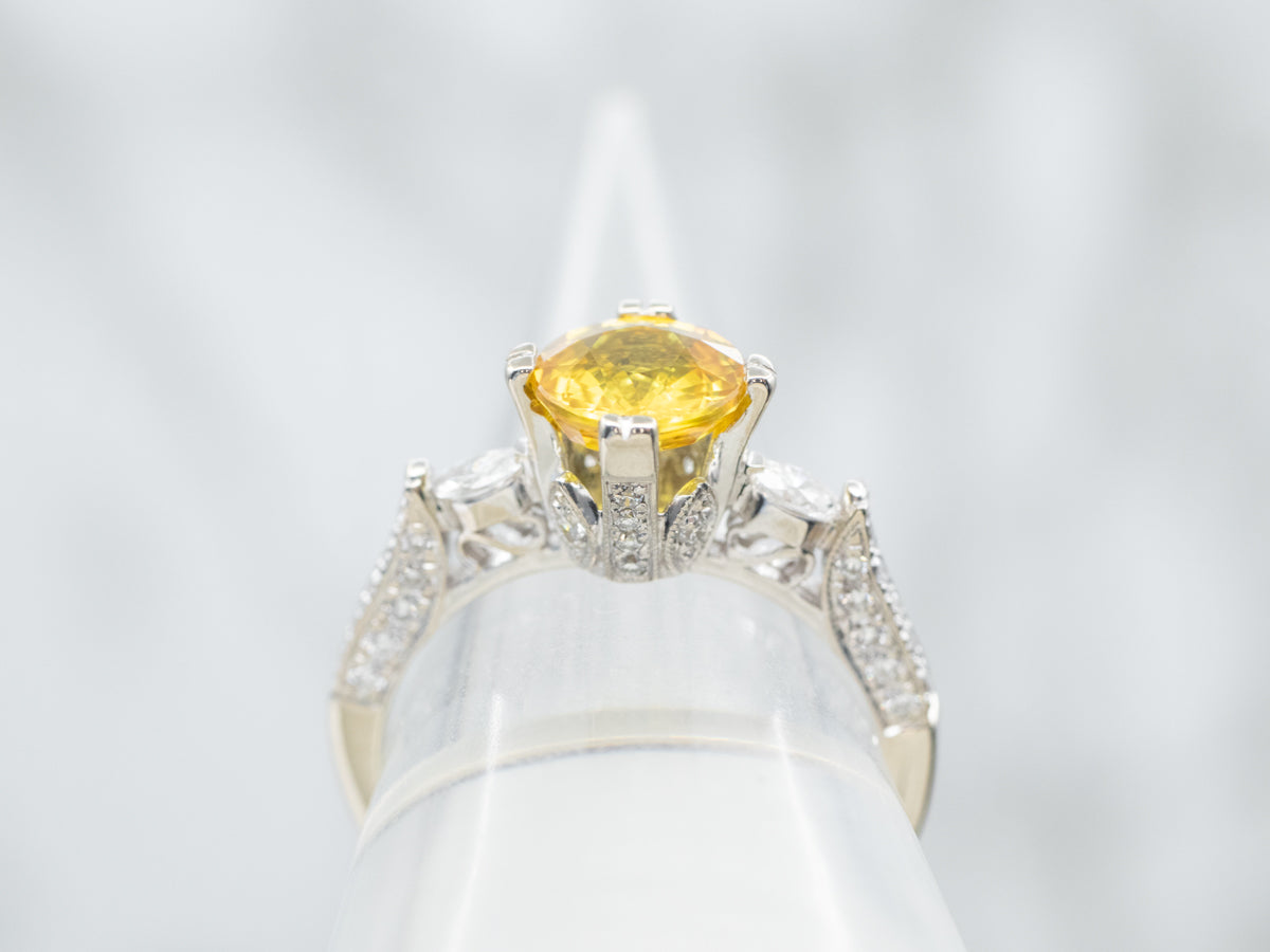 Modern Yellow Sapphire and Diamond Engagement Ring