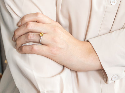 Modern Yellow Sapphire and Diamond Engagement Ring
