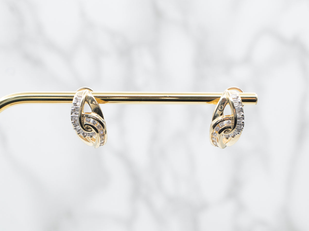 Round and Baguette Cut Diamond Earrings