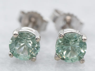 White Gold Synthetic Spinel Stud Earrings