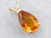 Yellow Gold Pear Cut Citrine Solitaire Pendant
