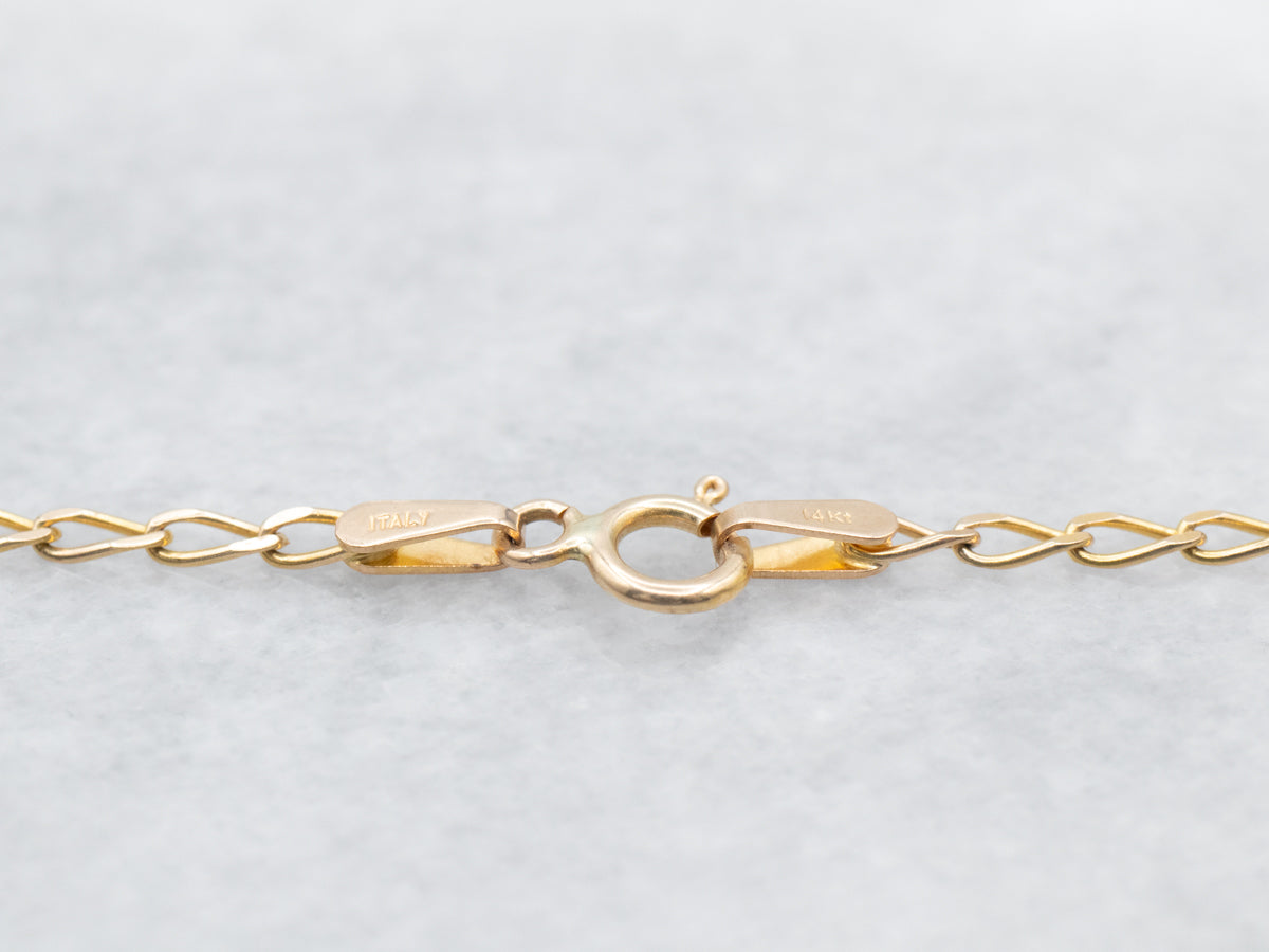 Yellow Gold Elongated Curb Chain with Spring Ring Clasp