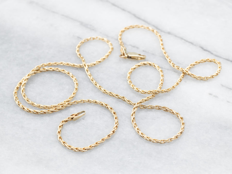 Long Gold Woven Chain with Lobster Clasp