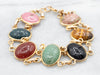 Yellow Gold Multi Gem Scarab Bracelet with Lobster Clasp