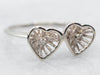 White Gold Hearts Ring with Diamond Accents