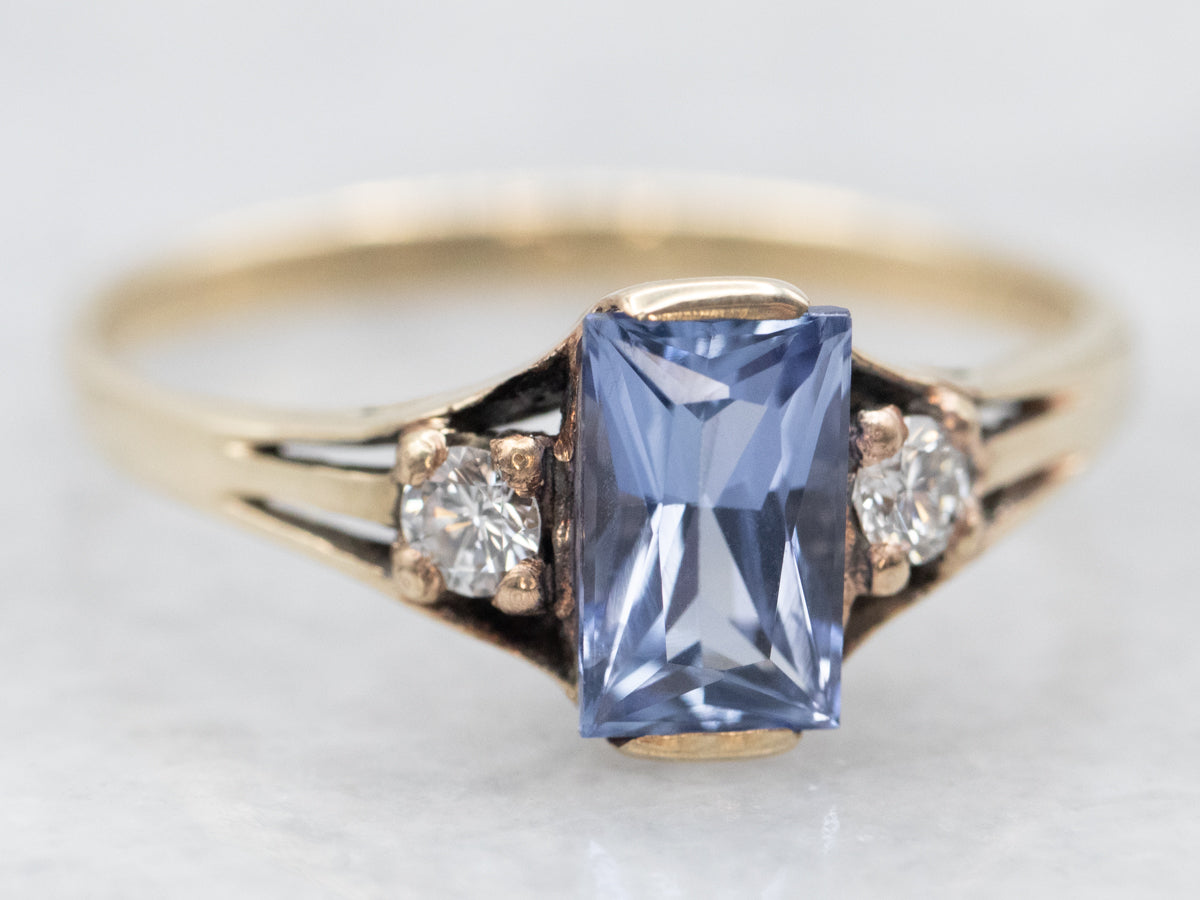 Stunning Purple Sapphire Ring with Diamond Accents