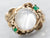 Yellow Gold Moonstone Ring with Emerald Accents