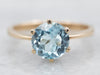 Yellow Gold Blue Topaz Solitaire Ring