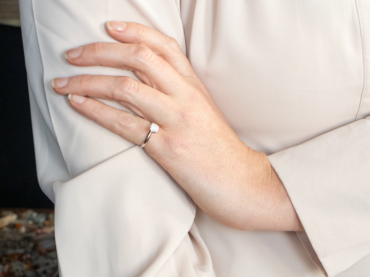 White Gold and Platinum The Leo GSI Certified Diamond Engagement Ring with Diamond Accent on Inside of Band