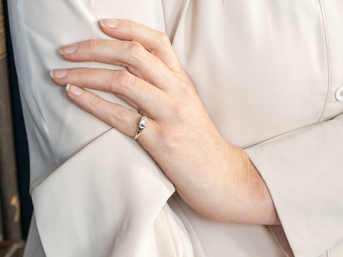 Yellow and White Gold Diamond Engagement Ring with Diamond Accents