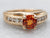 Yellow Gold Round Cut Spessartite Garnet Ring with Channel Set Diamond Accents