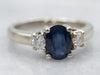 White Gold Oval Cut Sapphire Engagement Ring with Diamond Accents