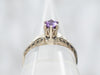 Yellow Gold Round Cut Purple Sapphire Solitaire Ring