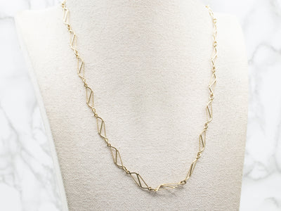 Twisting Green Gold Geometric Link Necklace