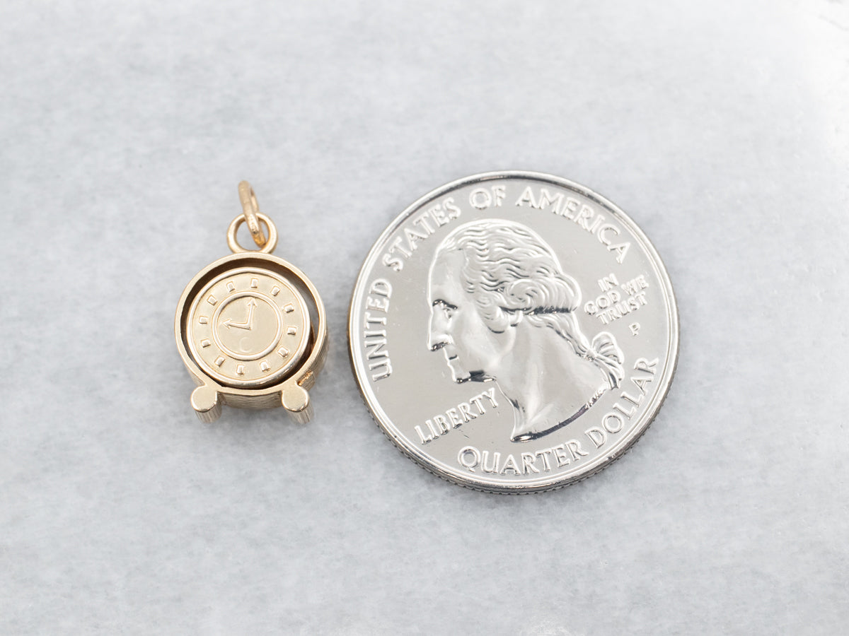Vintage Gold Alarm Clock Charm