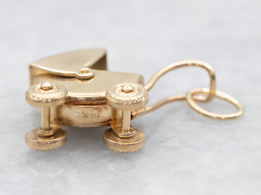 Yellow Gold Baby Buggy Charm