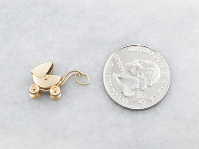 Yellow Gold Baby Buggy Charm