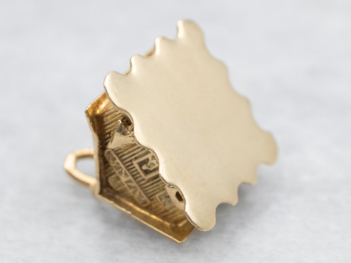 Italian Gold Log Cabin Charm Pendant