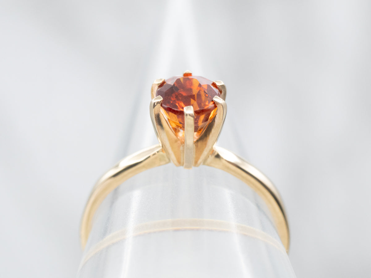 Vintage Gold Hessonite Garnet Solitaire Ring