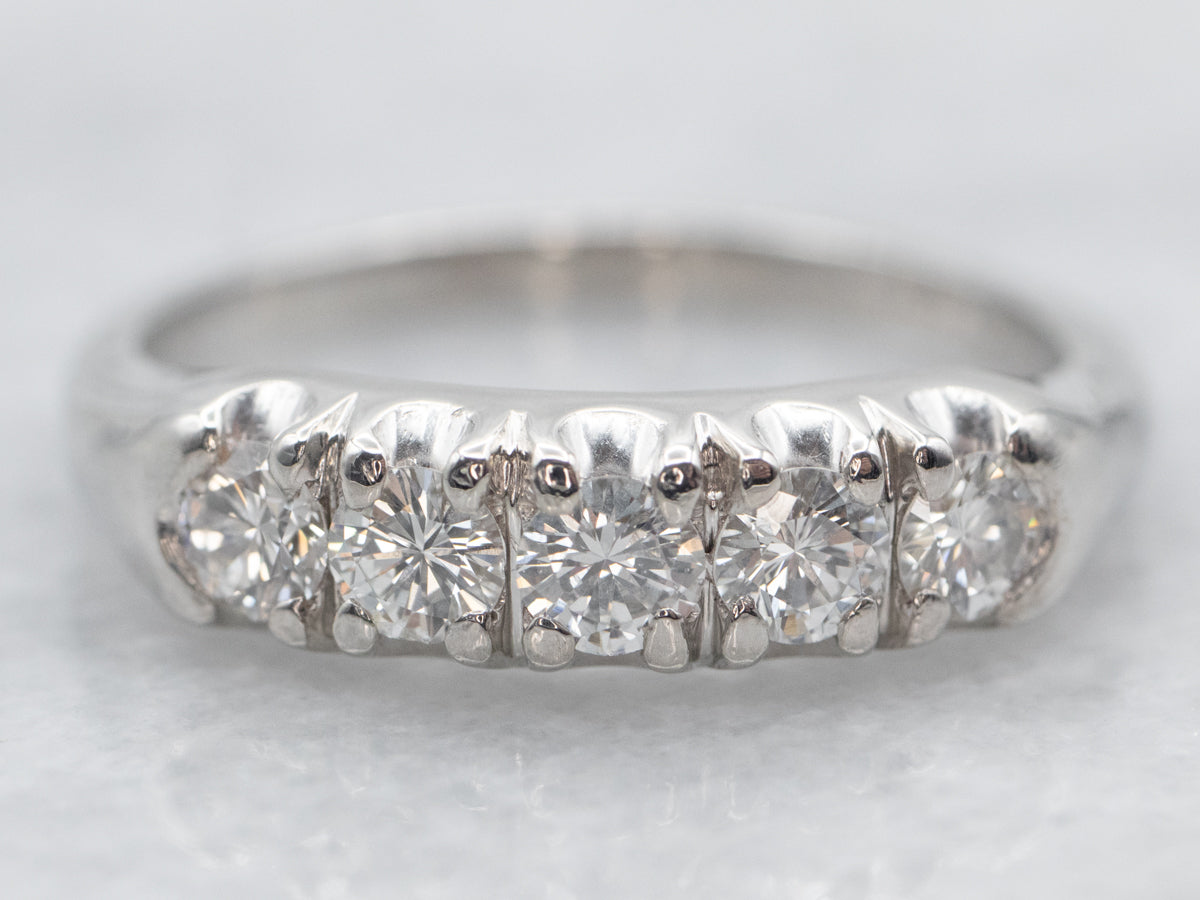 Platinum Five Stone Diamond Band