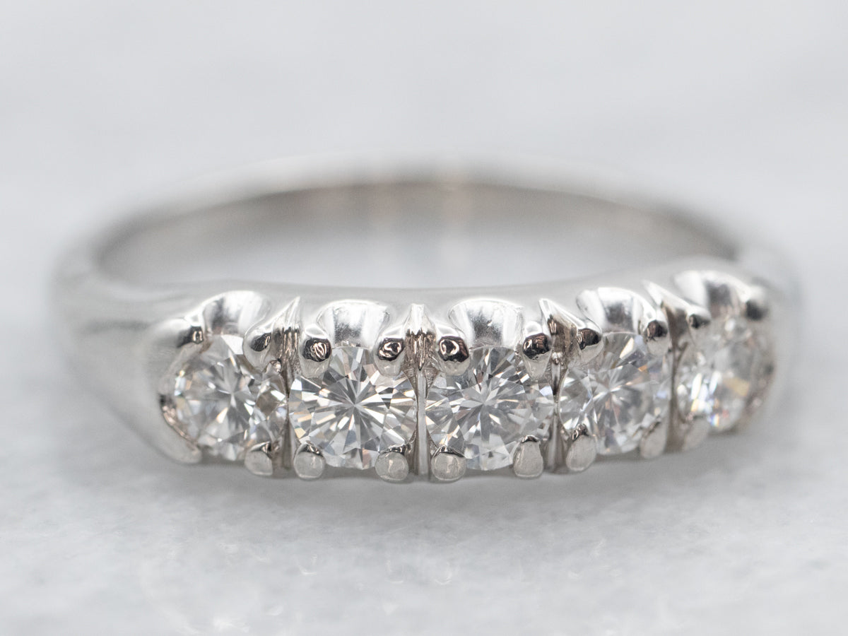 Platinum Five Stone Diamond Band