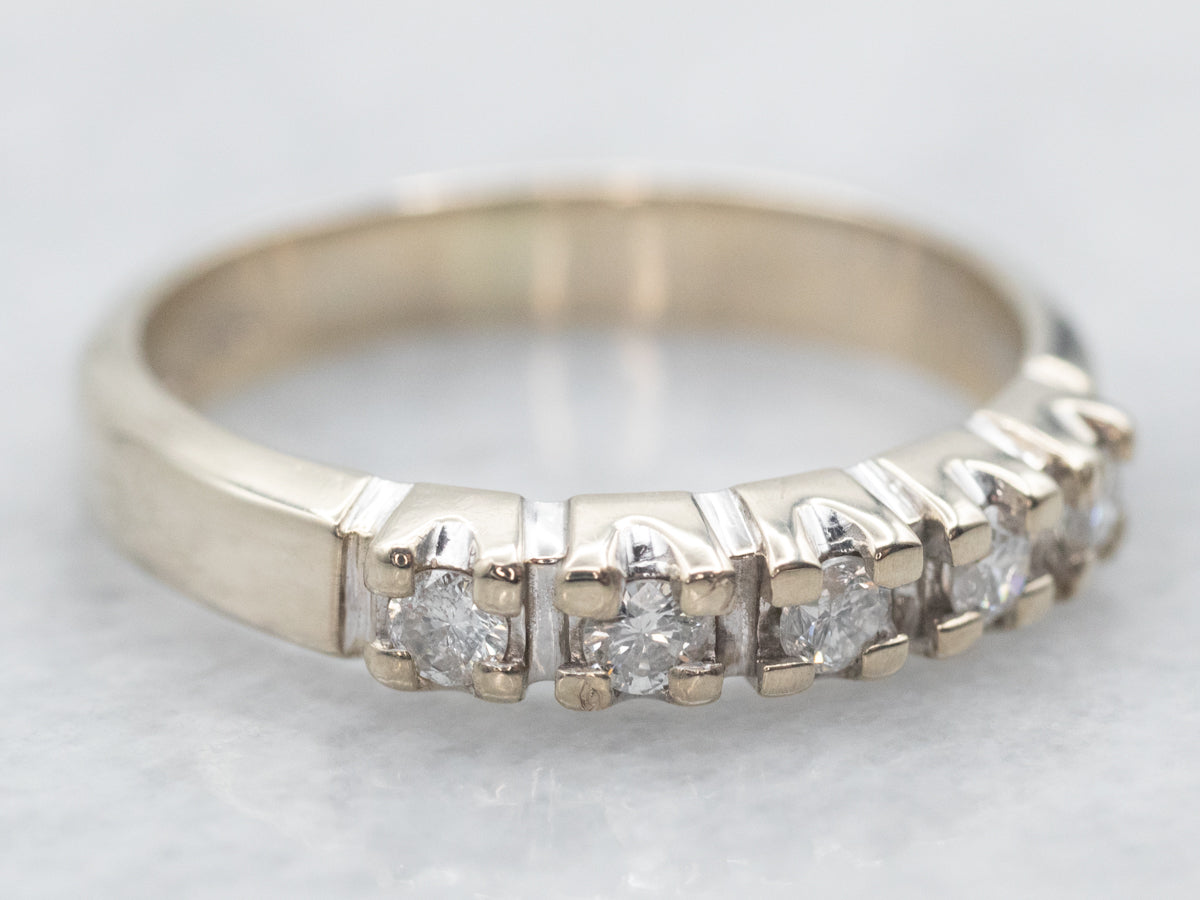 White Gold Five Stone Diamond Wedding Band