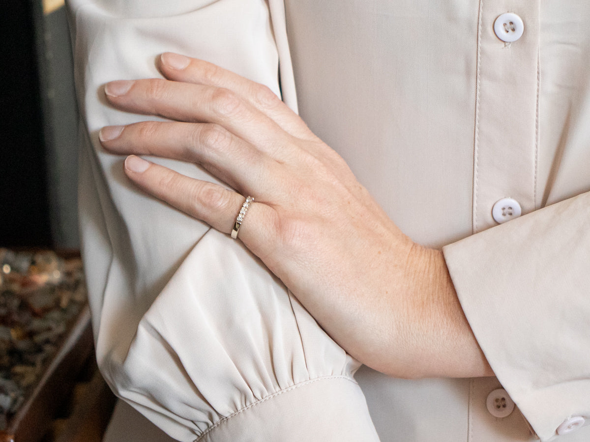 White Gold Five Stone Diamond Wedding Band