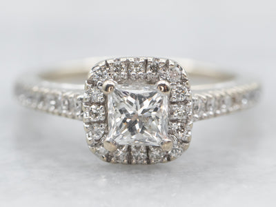 Princess Cut Diamond Halo Engagement Ring