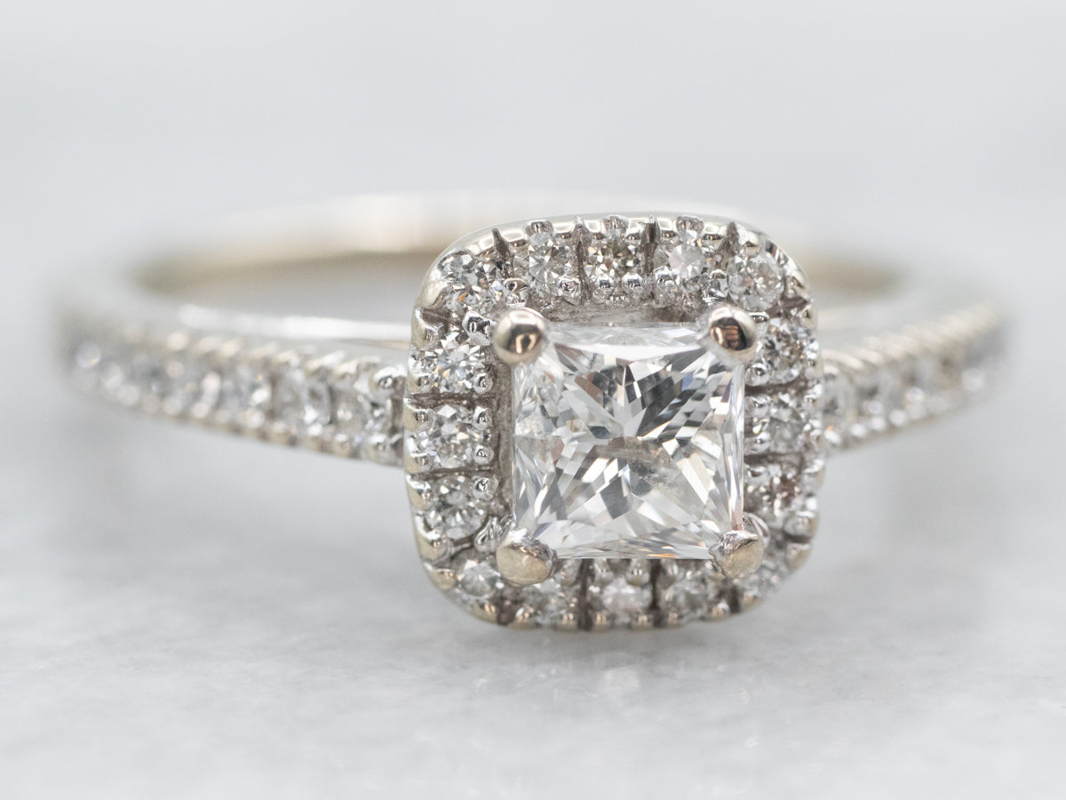 Princess Cut Diamond Halo Engagement Ring