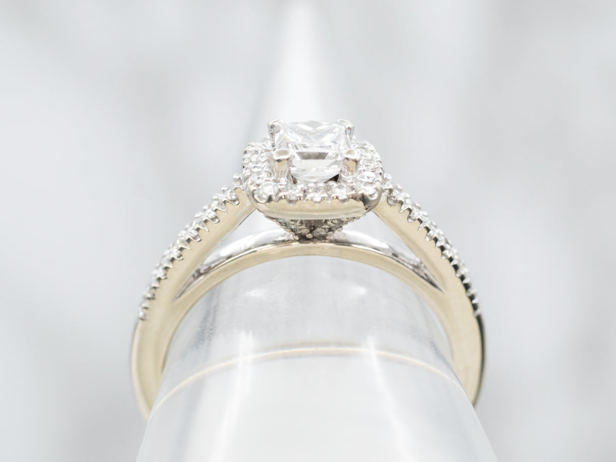 Princess Cut Diamond Halo Engagement Ring