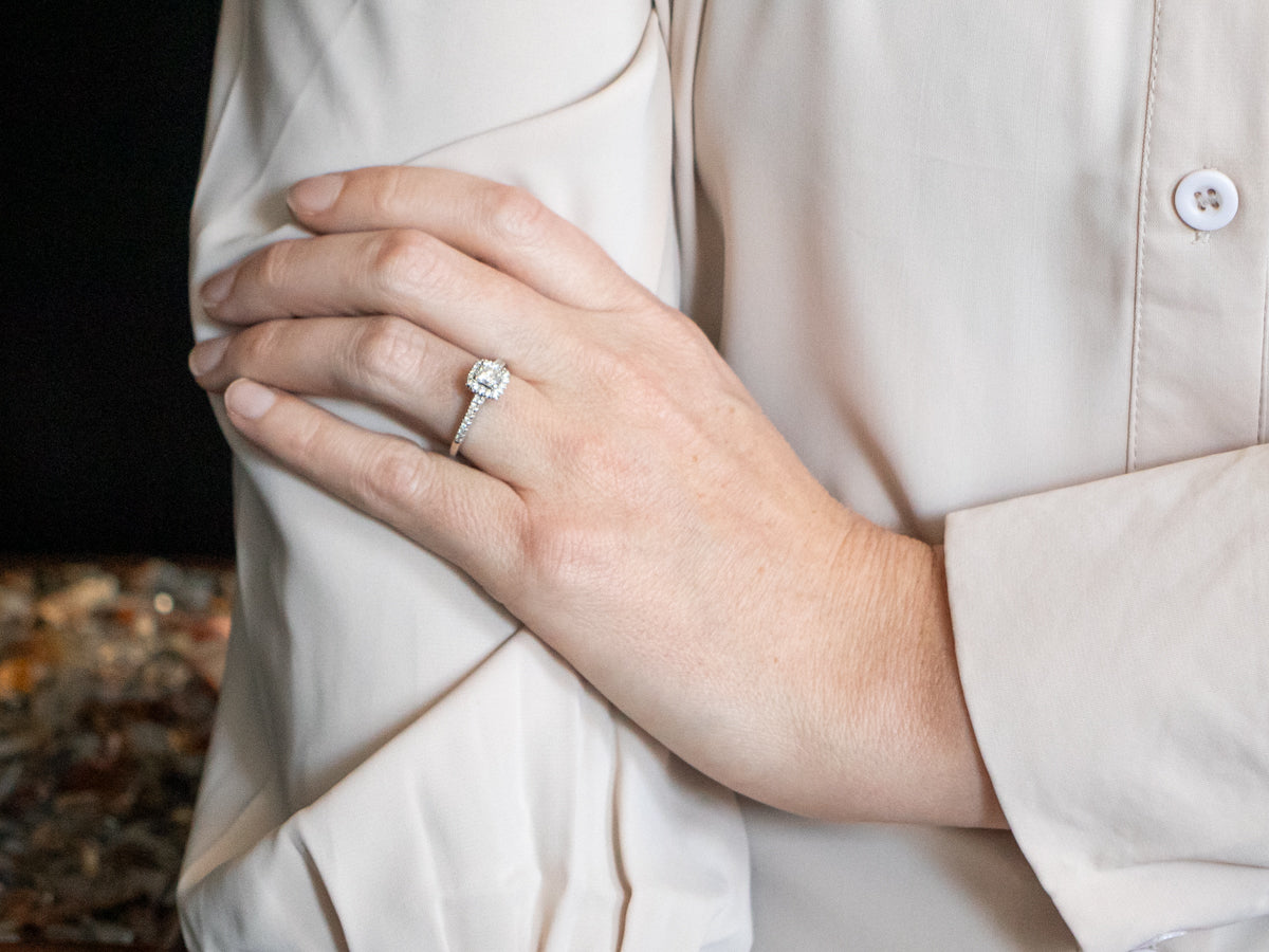 Princess Cut Diamond Halo Engagement Ring