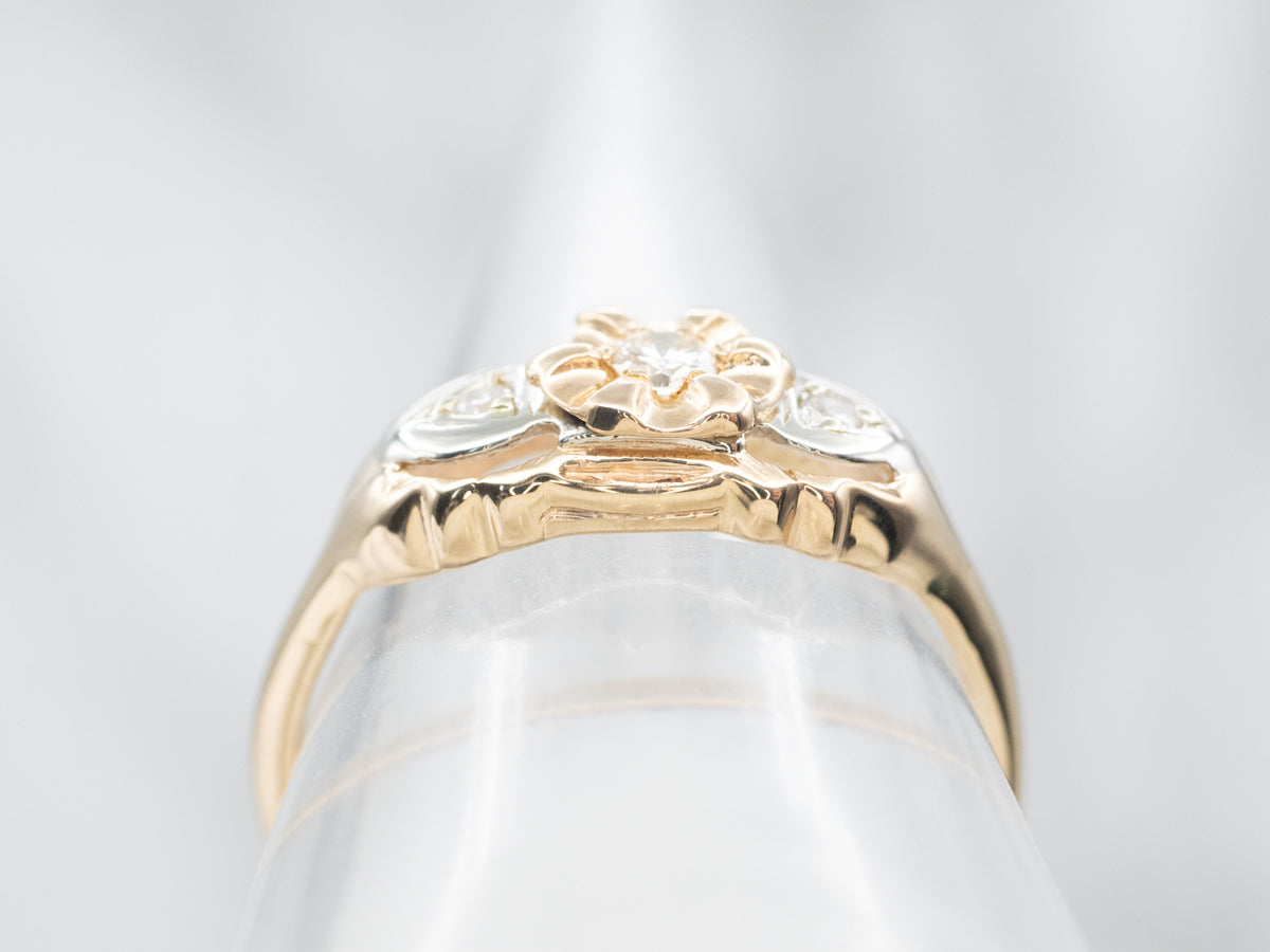 Retro Era Diamond Engagement Ring