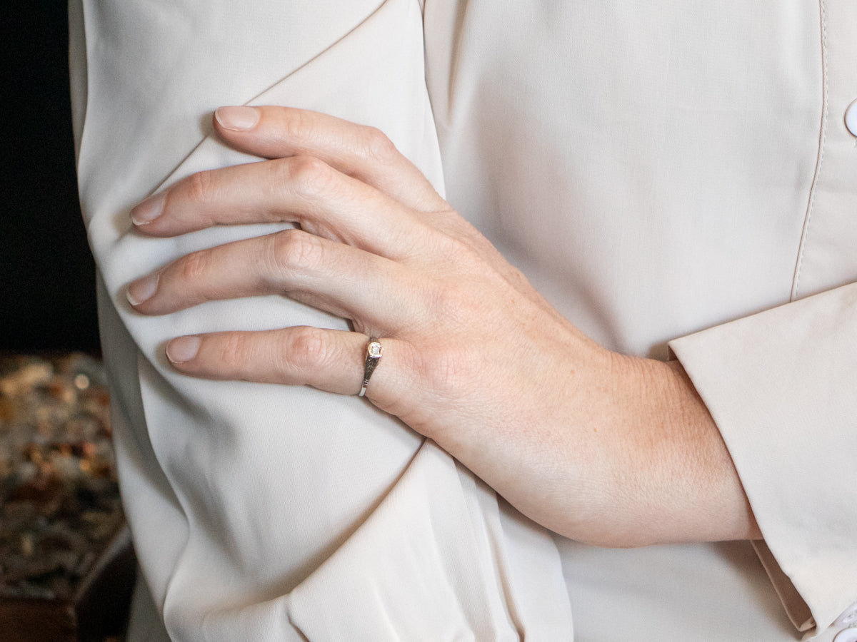 Anillo de compromiso Art Deco con solitario de diamantes de talla antigua