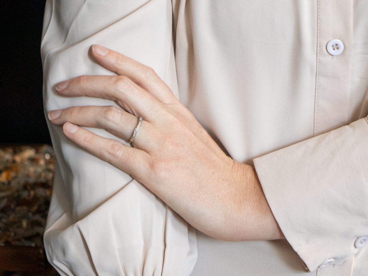 White Gold Pave Set Diamond Guard Band