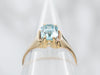 Yellow Gold Emerald Cut Blue Zircon Solitaire Ring