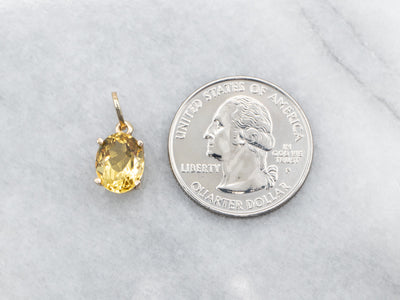 Yellow Gold Oval Cut Yellow Beryl Solitaire Pendant