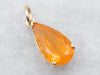 Yellow Gold Pear Cut Fire Opal Solitaire Pendant