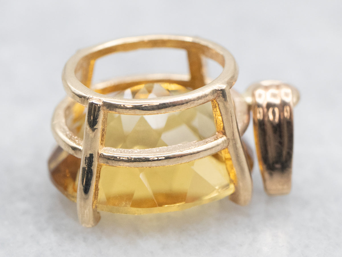 Yellow Gold Oval Cut Yellow Beryl Solitaire Pendant